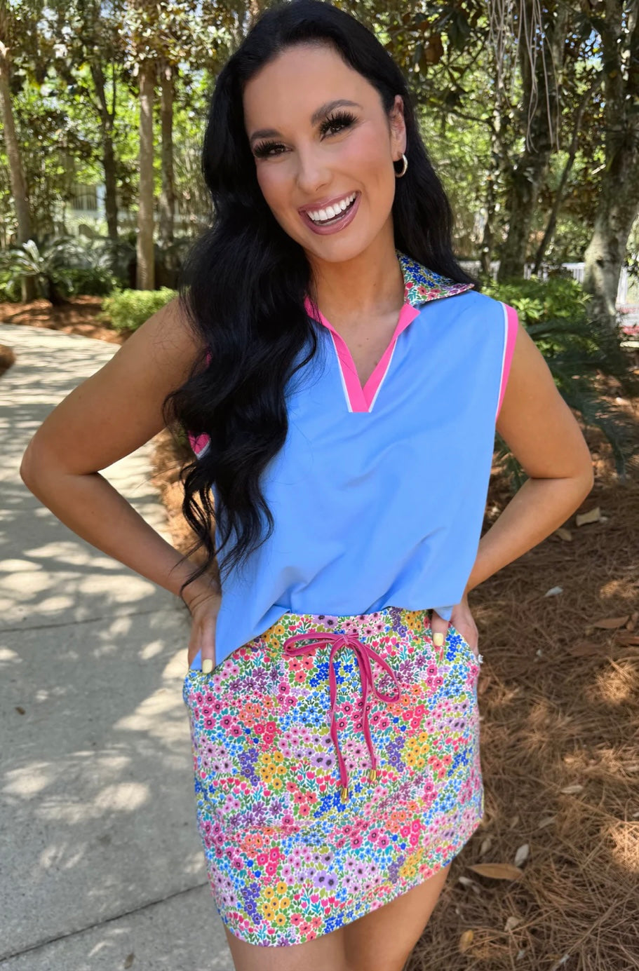 Jess Lea- Everyday Polo Tank- Falling for Florals