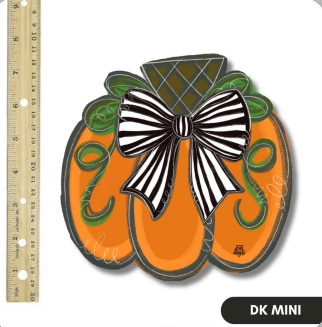 Black and White Bow Pumpkin Mini Velcro Attachment