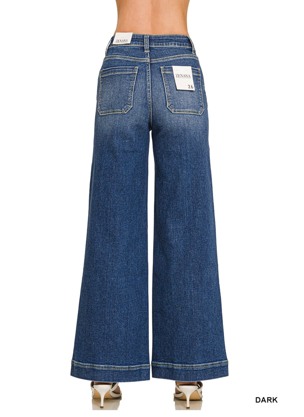 Dark Denim -HIGH RISE WIDE LEG PINTUCK Jeans