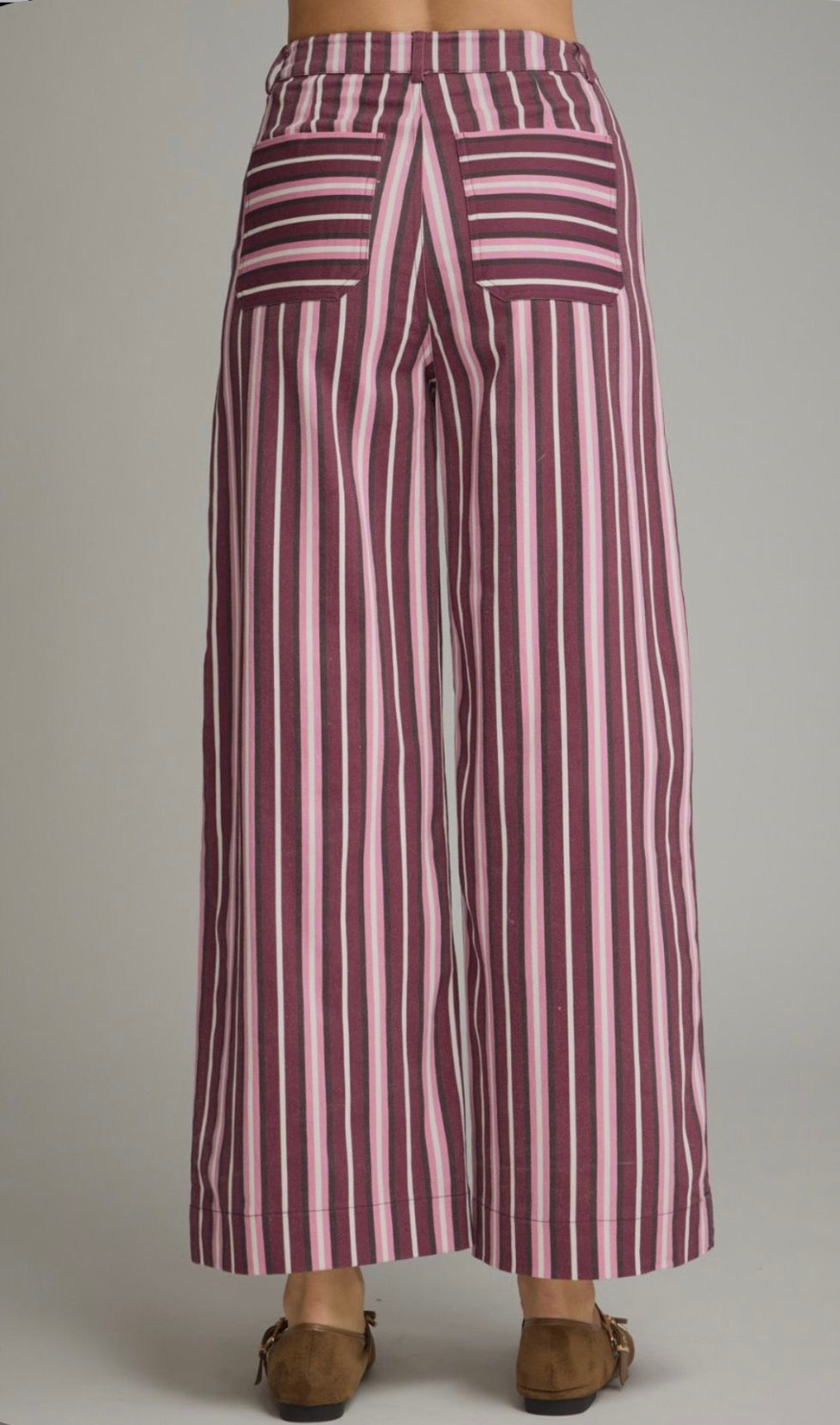 ENTRO Burgundy Pink Stripe Pant