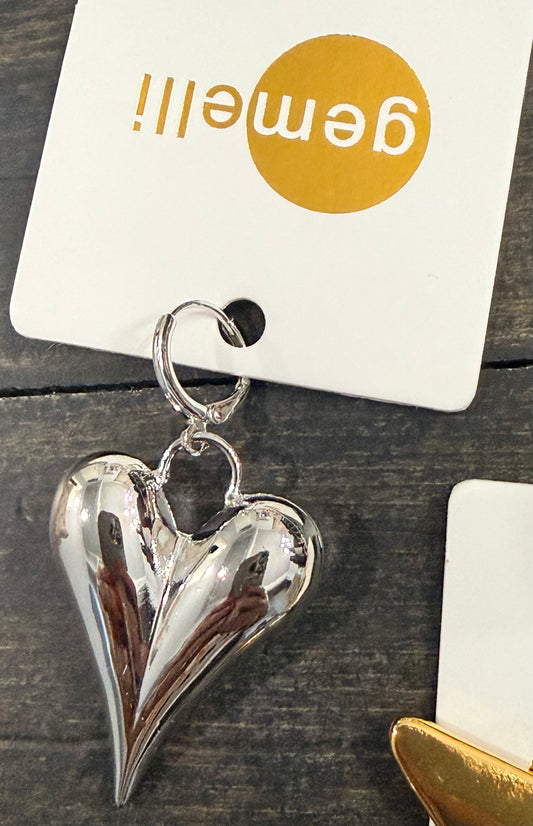 Gemelli Silver Puffed Heart Charm