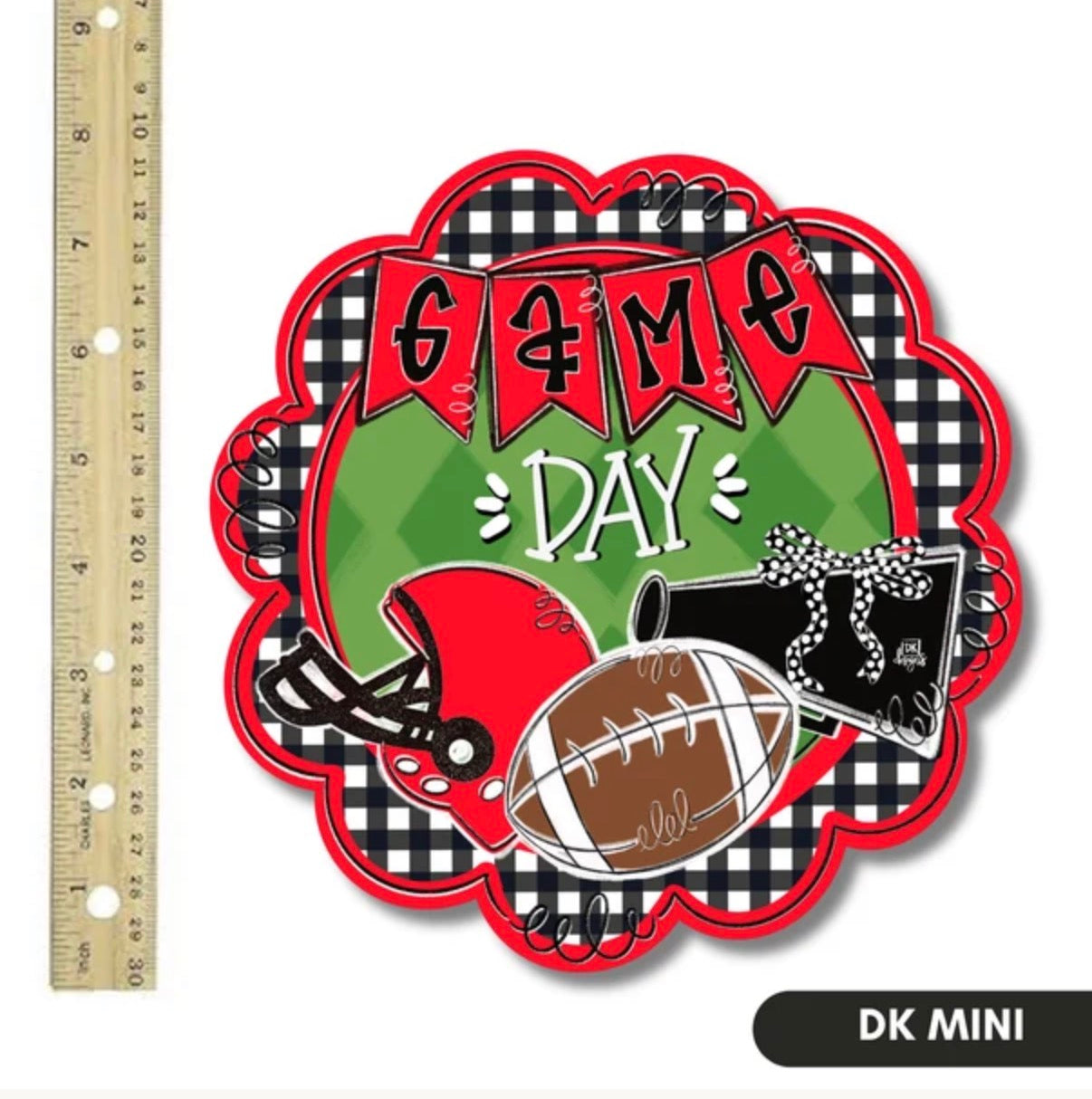 Red and Black Game Day Scallop Mini Velcro Attachment