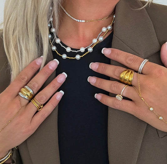 Gold Pearl Beaded Necklace