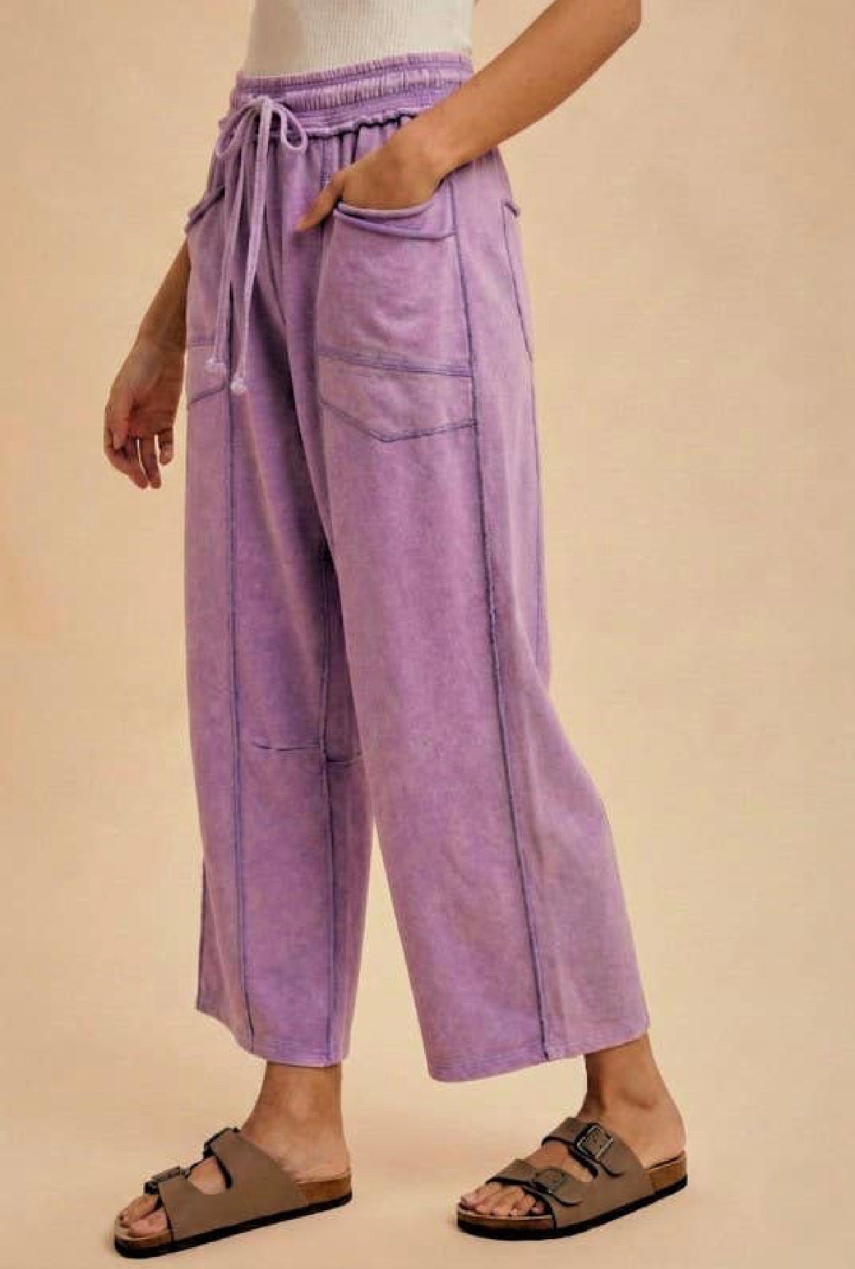 Purple Mineral Wash Barrel Pants