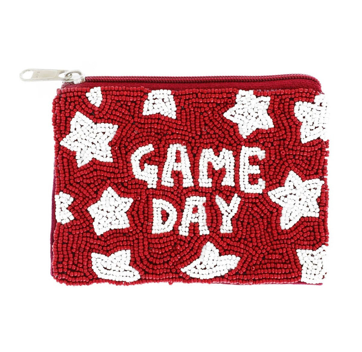 Crimson Game Day Beaded Coin Bag