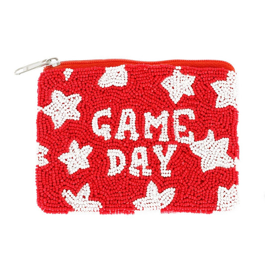 Game Day Beaded Zipper Coin Bag