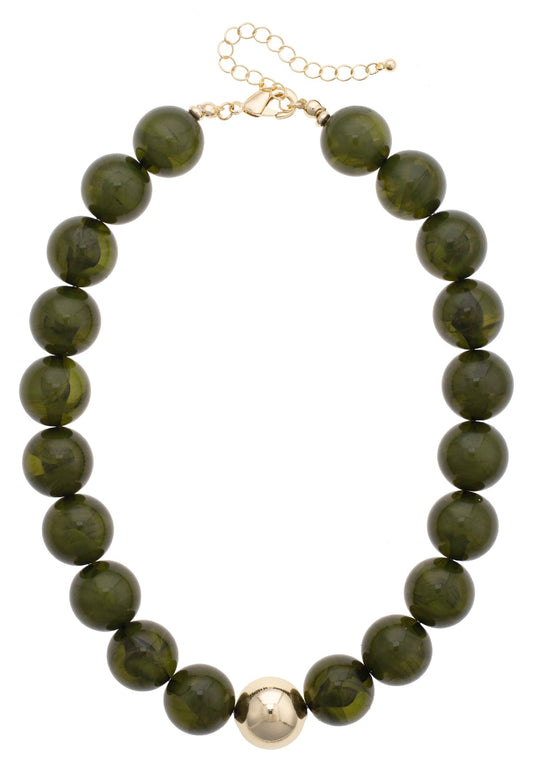 Canvas Style - Dark Green -Fall Beaded Necklace