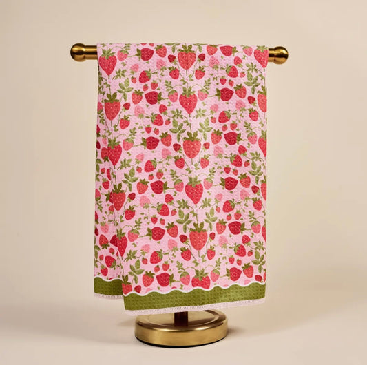 Waffle Tea Towel-Strawberry Fields