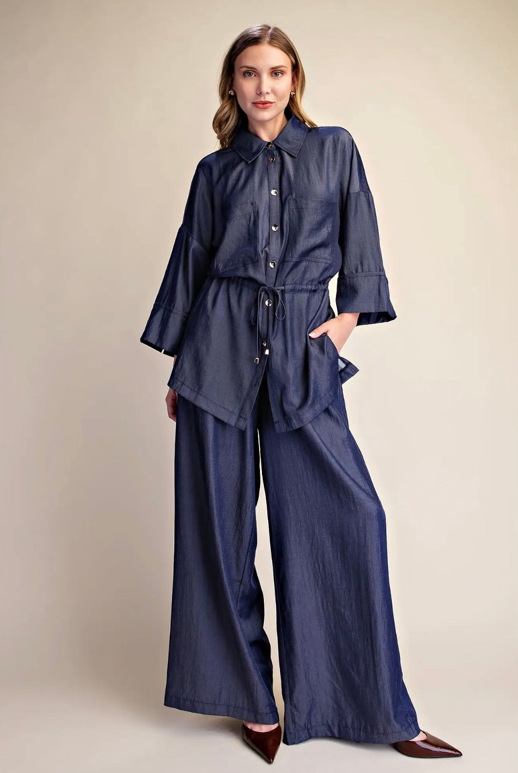Midnight Navy Wide-Leg Set