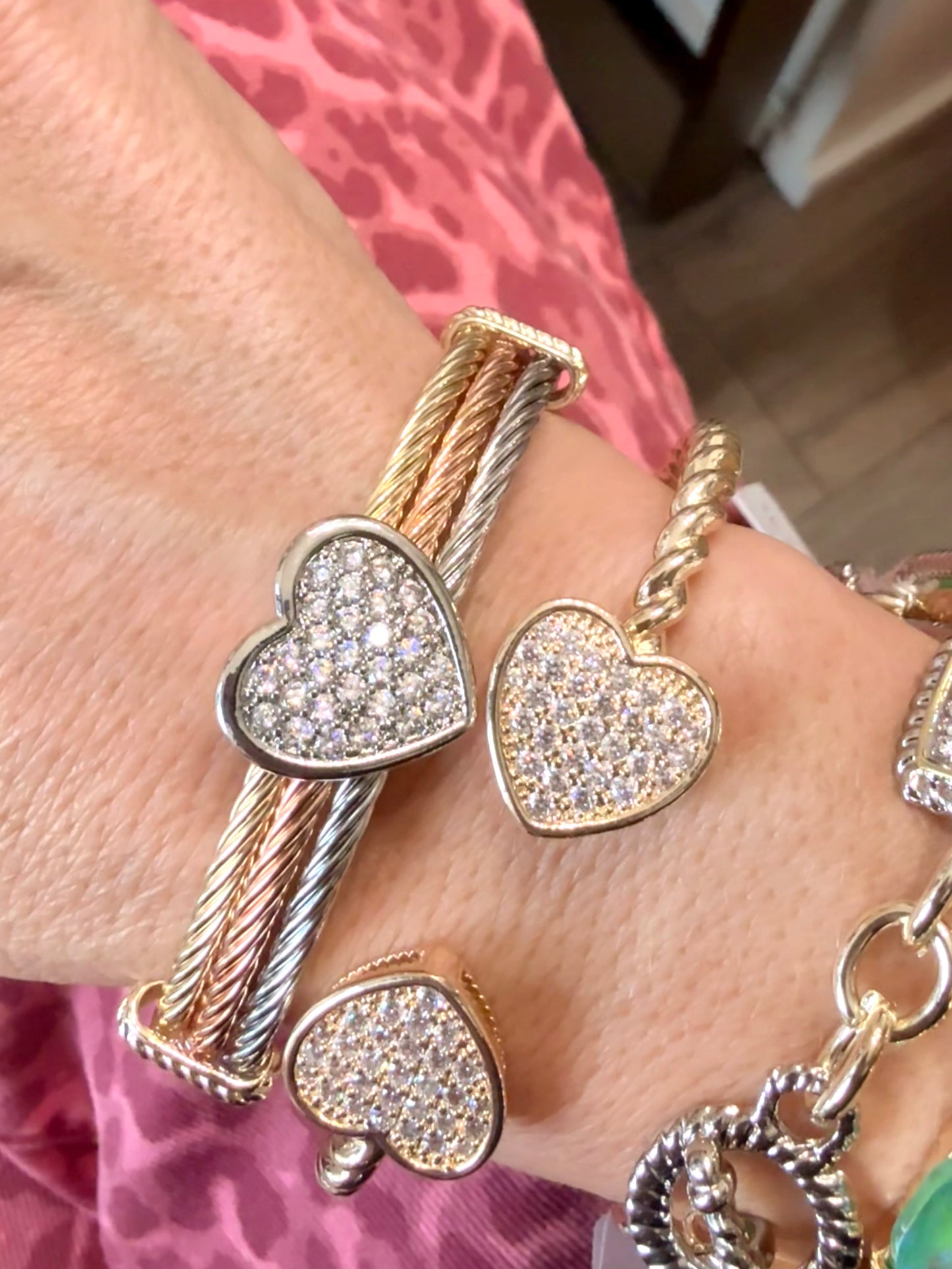 Triple Love Pavé Cuff Bracelet