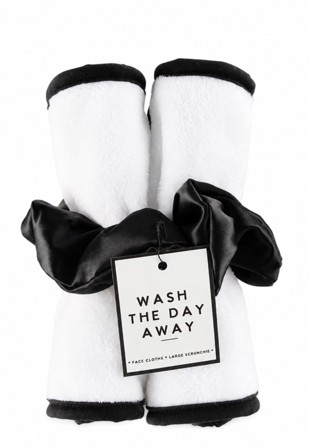 Plush Face Cloth Set - White with Black Trim