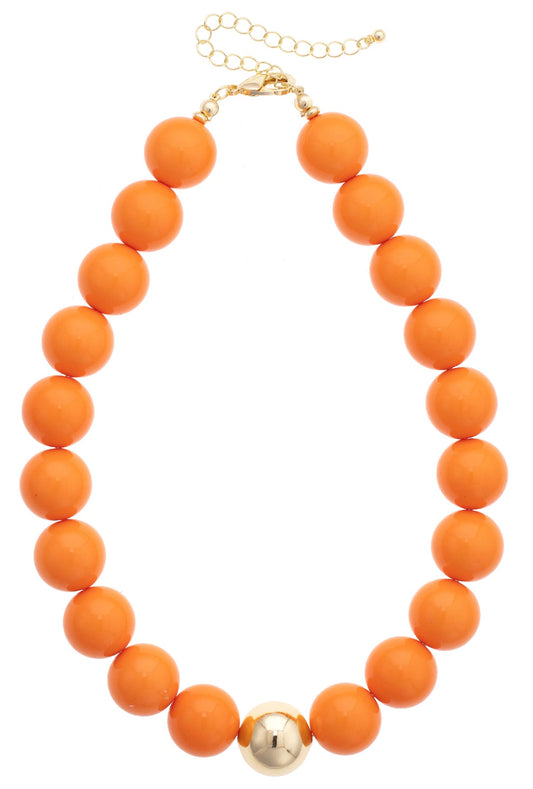 Canvas Style-Orange Game Day Beaded Necklace