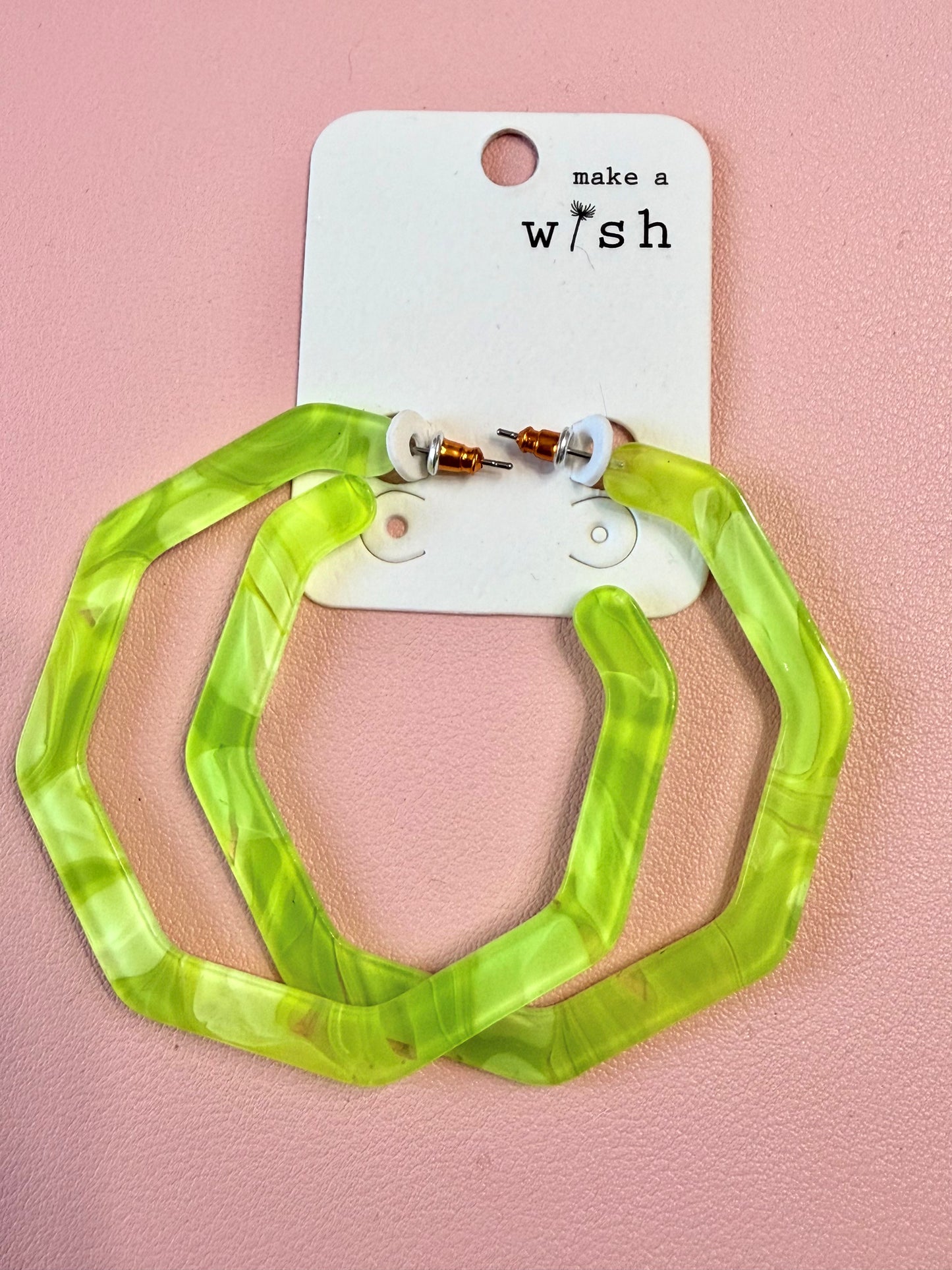 Lime Glow Acrylic Hoop Earrings