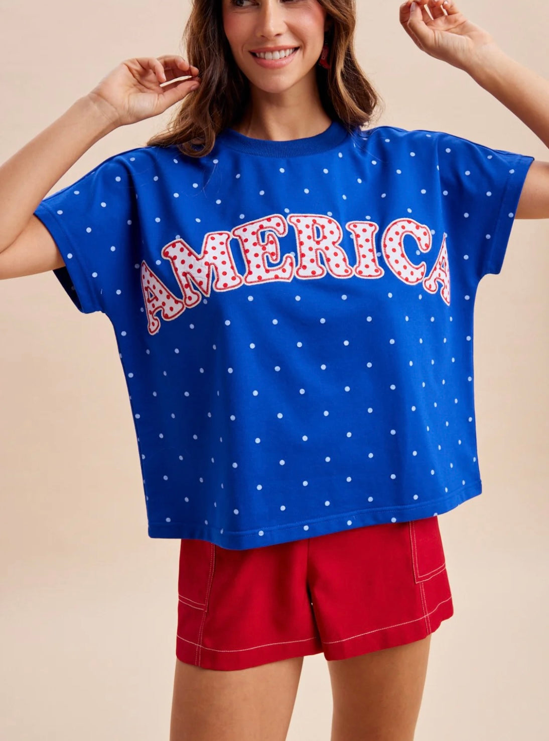 America Patch Polka Dot Top