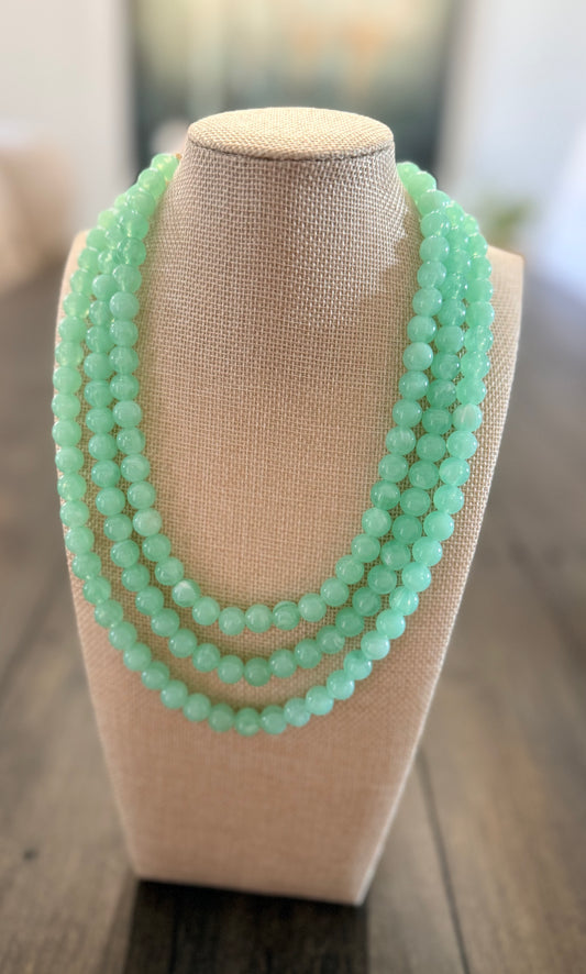 Mint Luxe Layered Beaded Necklace