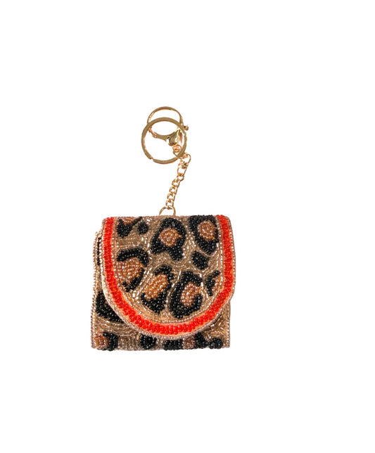 Leopard Beaded AirPod Case Keychain 🐆✨