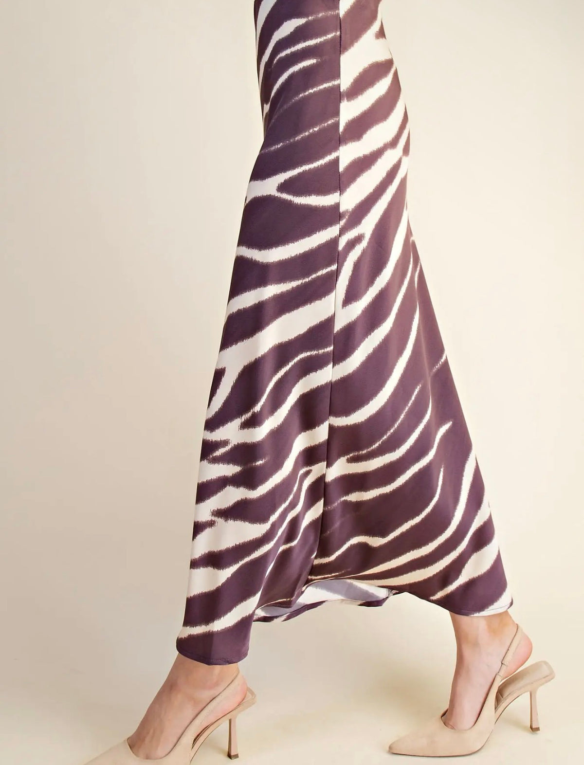 Zebra Print High Waist Midi Skirt