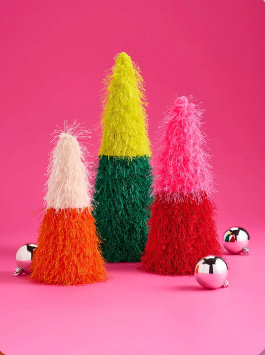 Whimsical Fuzzy Decorative Trees, set of 3