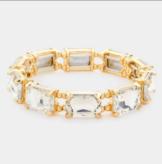 Emerald Cut Stone Stretch Bracelet
