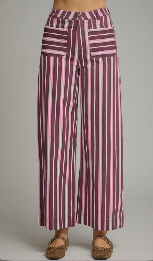 ENTRO Burgundy Pink Stripe Pant