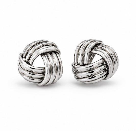 Silver Twist Stud Earrings