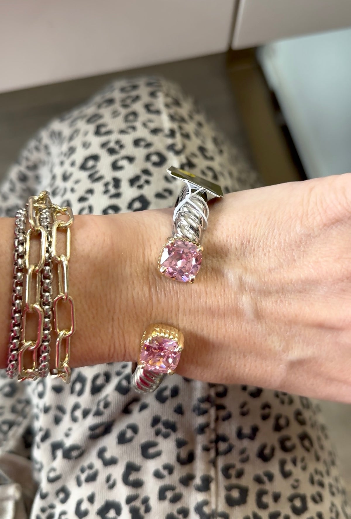 Pink Rhinestone Bracelet Cuff