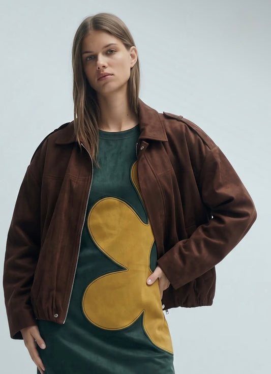 Brown Suede Dolman Oversized Jacket