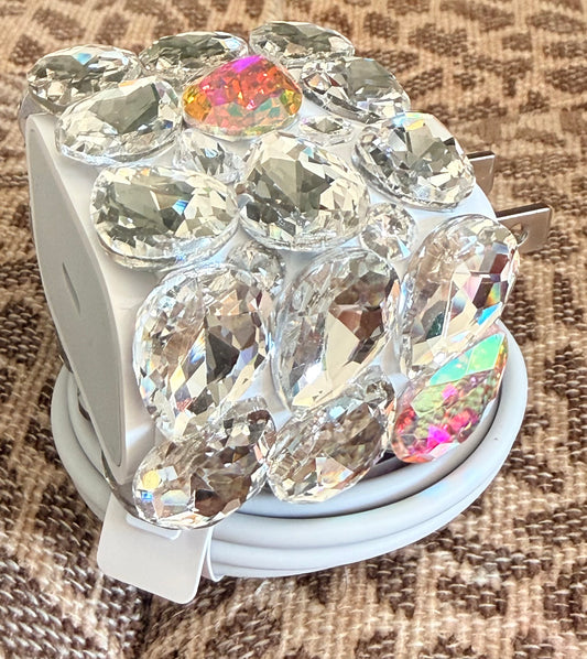 💎Clear & Iridescent Bling Charger Box & Cord