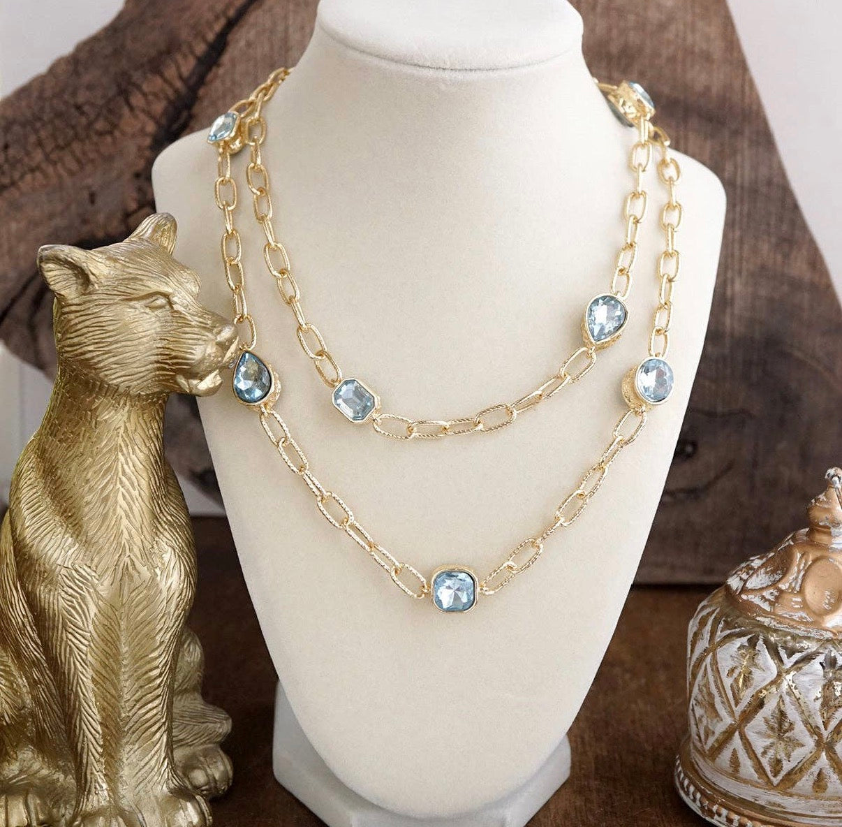 Blue Long Crystal Necklace