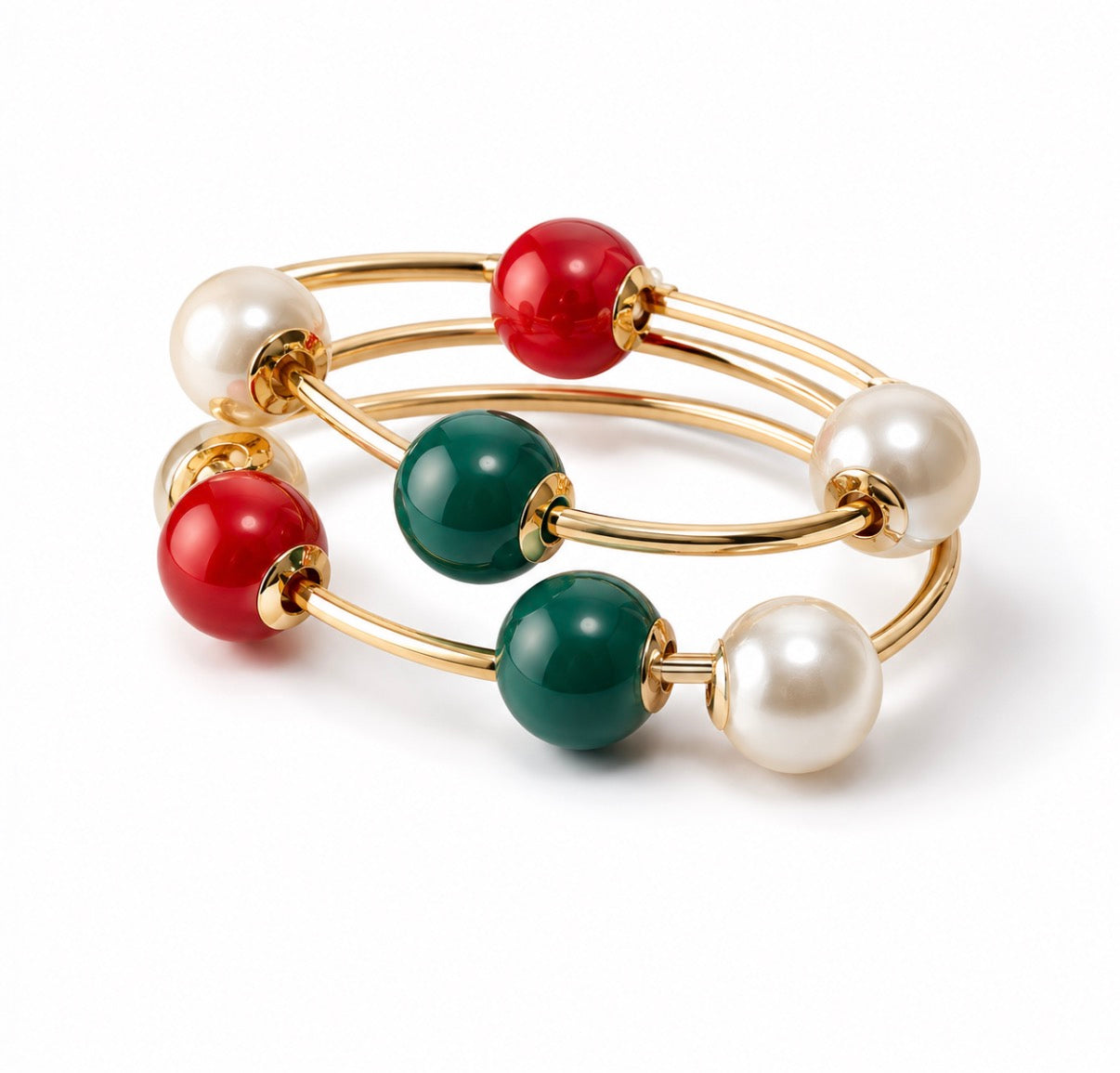 Christmas- Beaded Gold Bar Stretchy Bracelet
