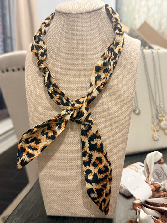 Gemelli Cheetah Knotted Scarf Necklace
