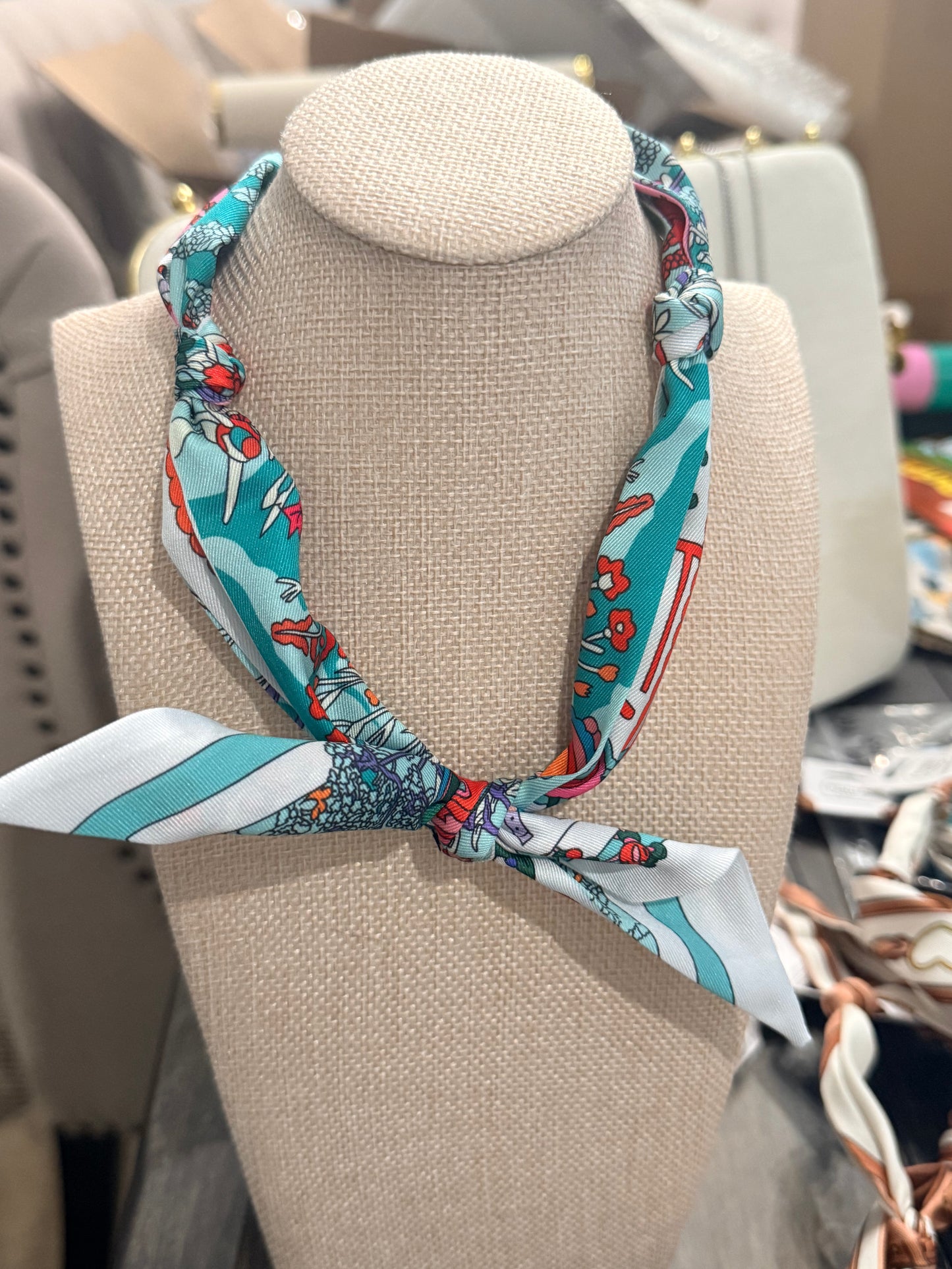 Gemelli Teal Knotted Scarf Necklace