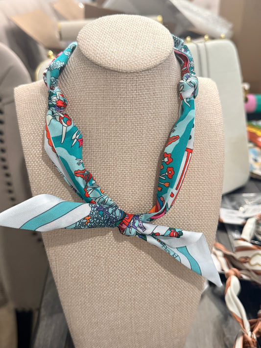 Gemelli Teal Knotted Scarf Necklace