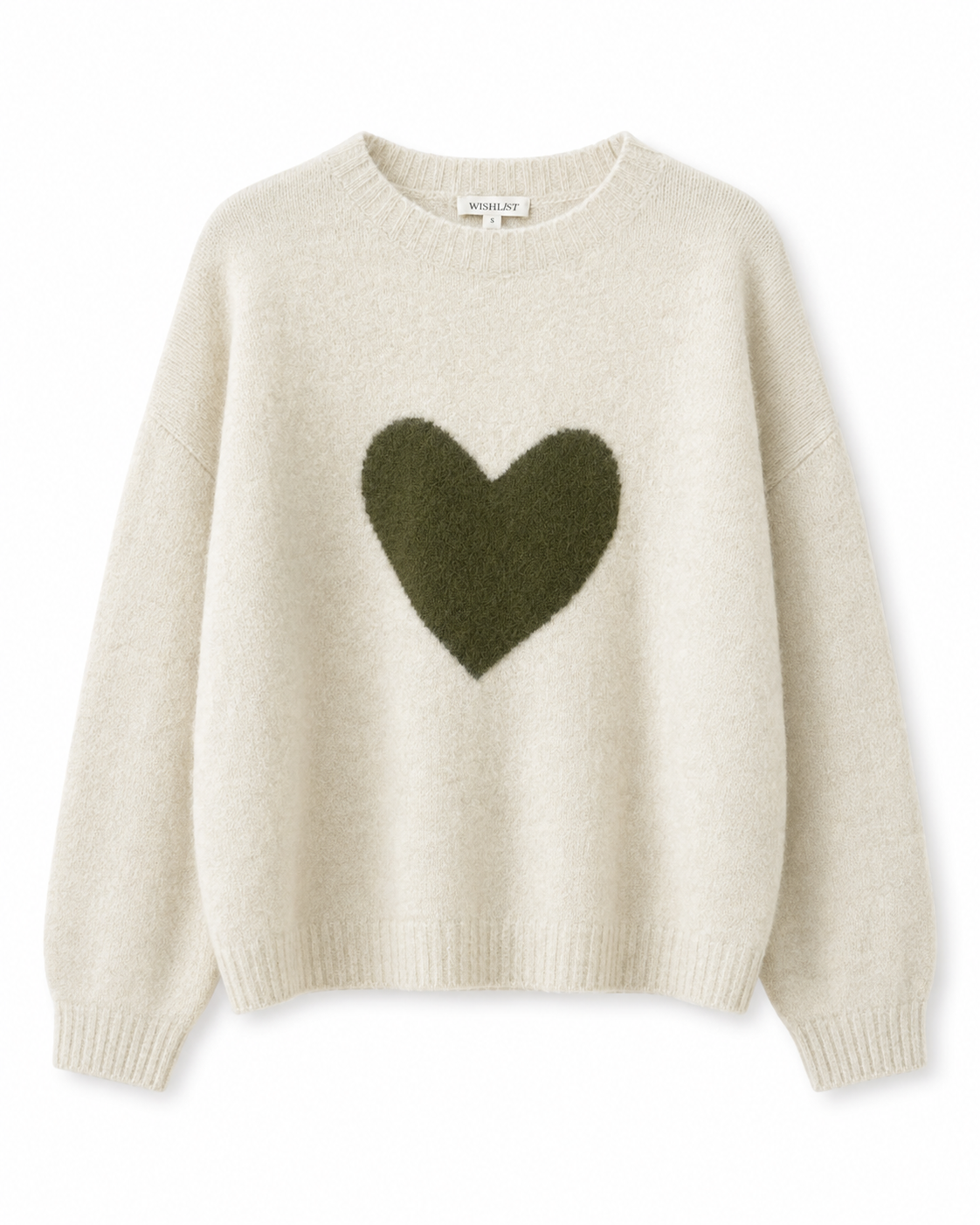 Olive Green Heart -Knit Sweater
