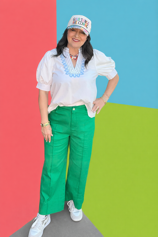 ENTRO Green Wide-Leg Pants
