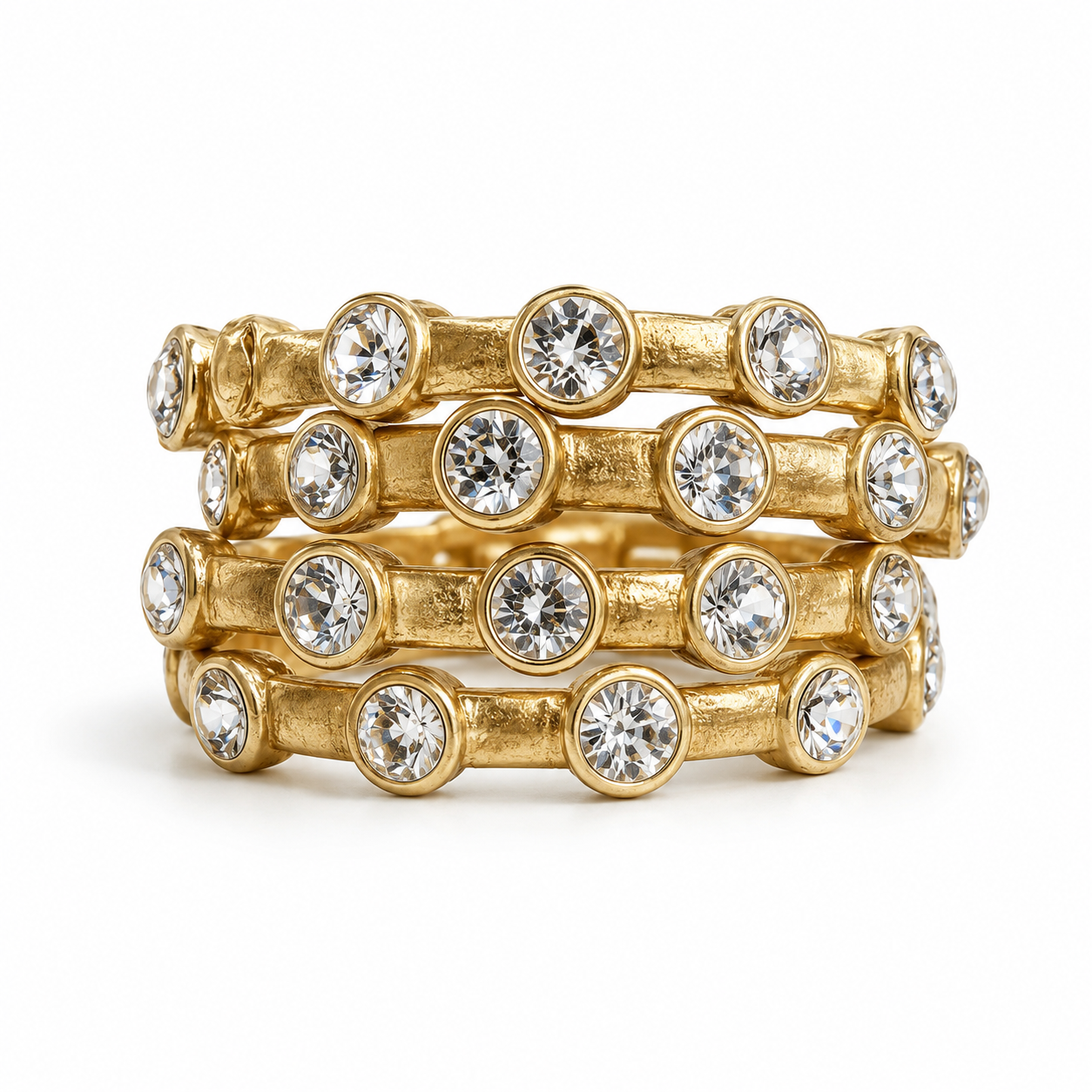Jane Marie-Gold Large Crystal Artisan Stretch Bracelet
