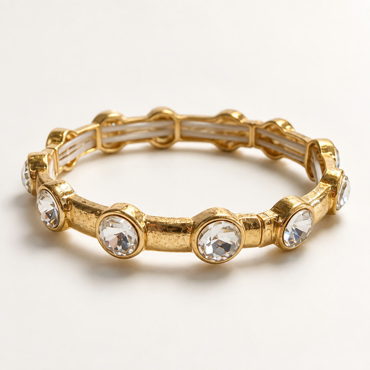 Jane Marie-Gold Large Crystal Artisan Stretch Bracelet