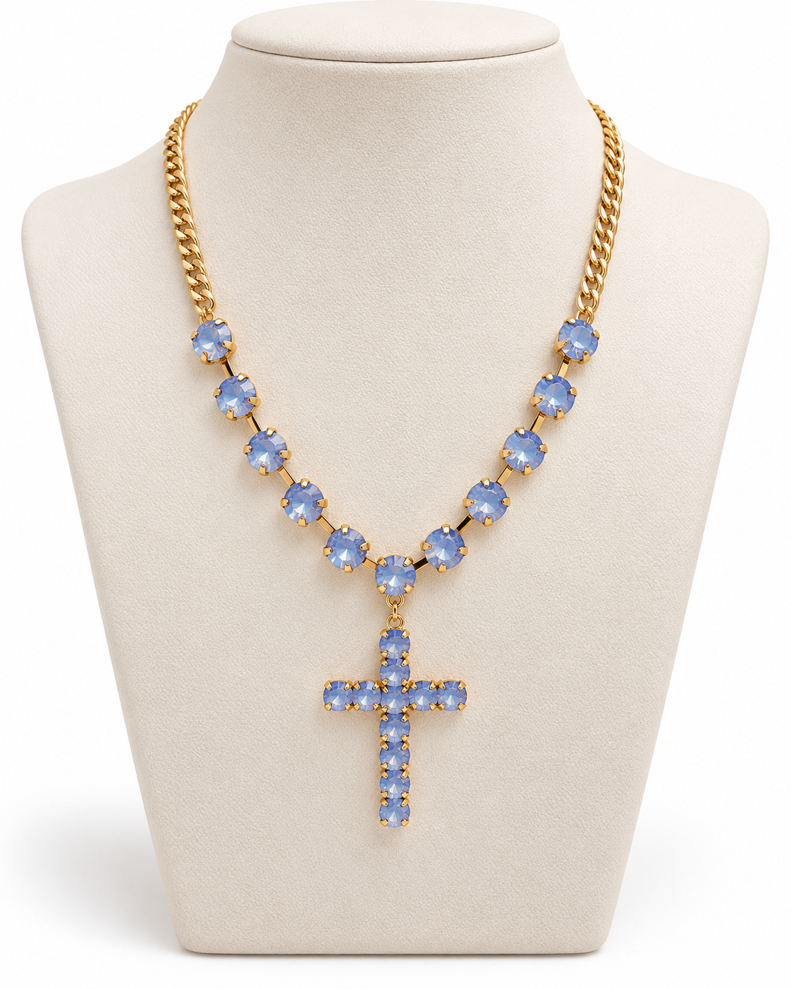 Caroline Hill -Blue Opal Rhinestone Cross Necklace
