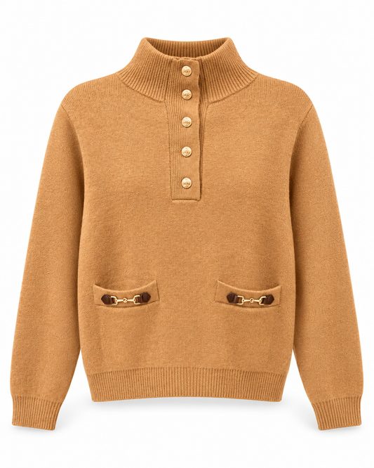ENTRO Camel Sweater w/ Horsebit Detail