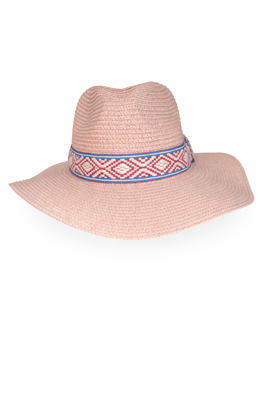 Pink Coastal Chic Wide Brim Hat