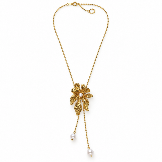 Gold Flower w Pearl Drops