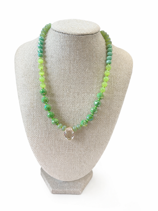 Glitz Green Beaded Necklace