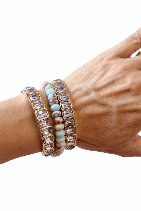 Emerald Clear Crystal Stretch Bracelet