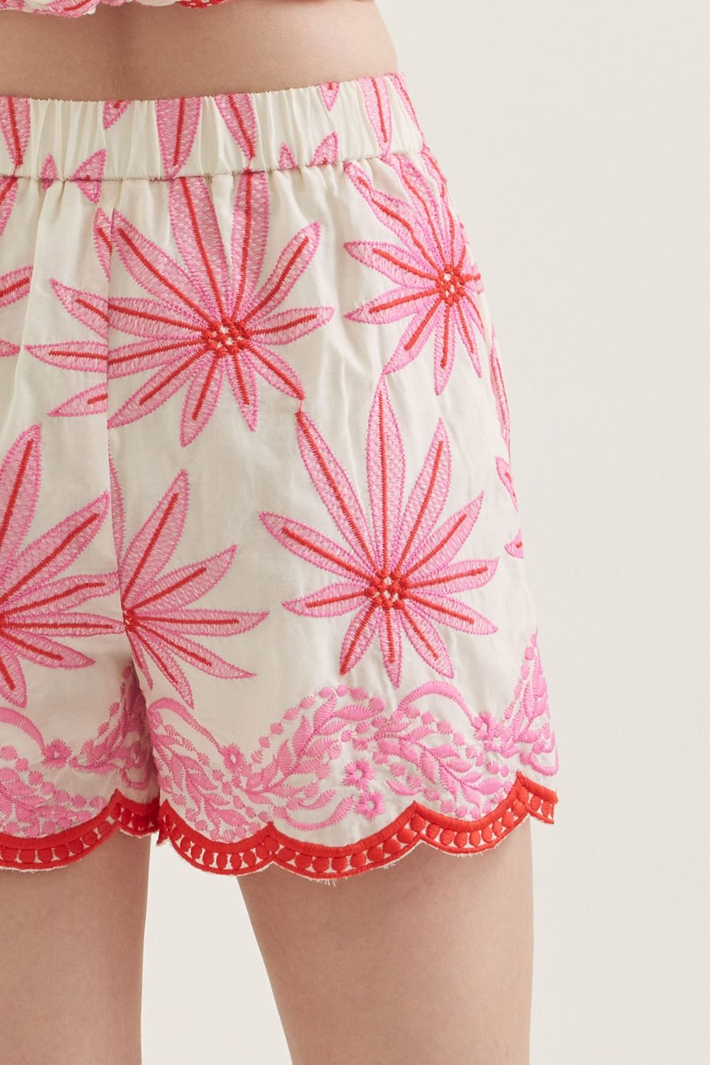 ENTRO Pink Scalloped Shorts