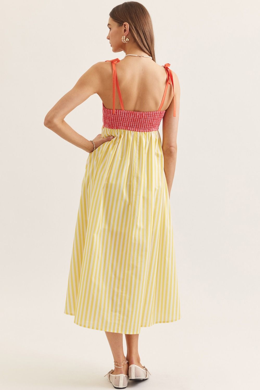 ENTRO Pink & Yellow Scallop Dress