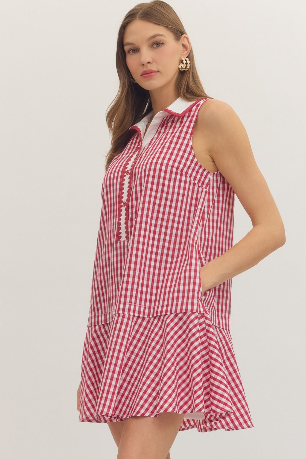 ENTRO Red Gingham Dress