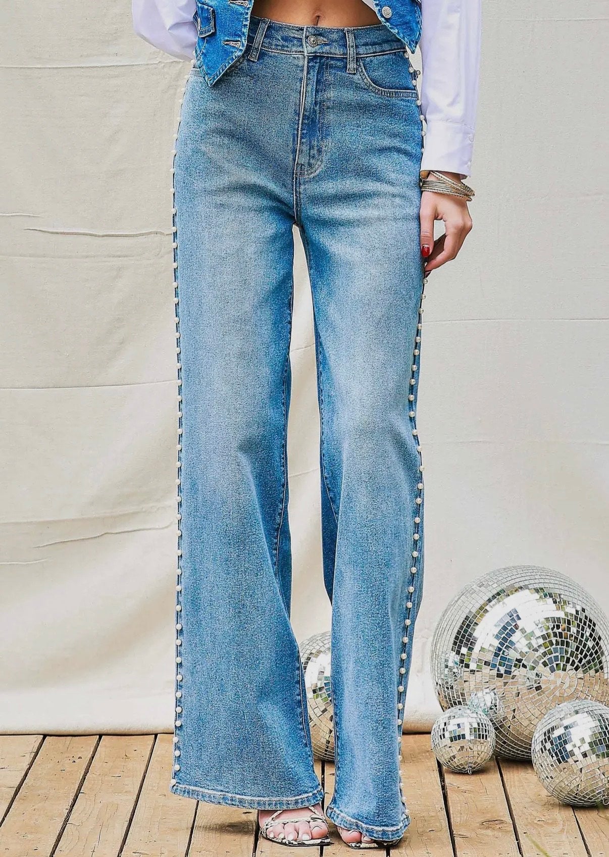 Pearl high – rise wide leg jean