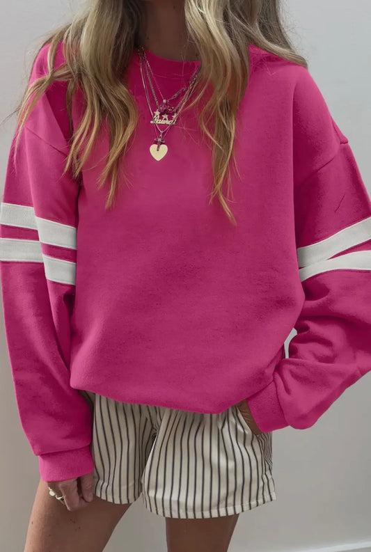 66 Varsity Striped Dropped Shoulder Oversized Sweater