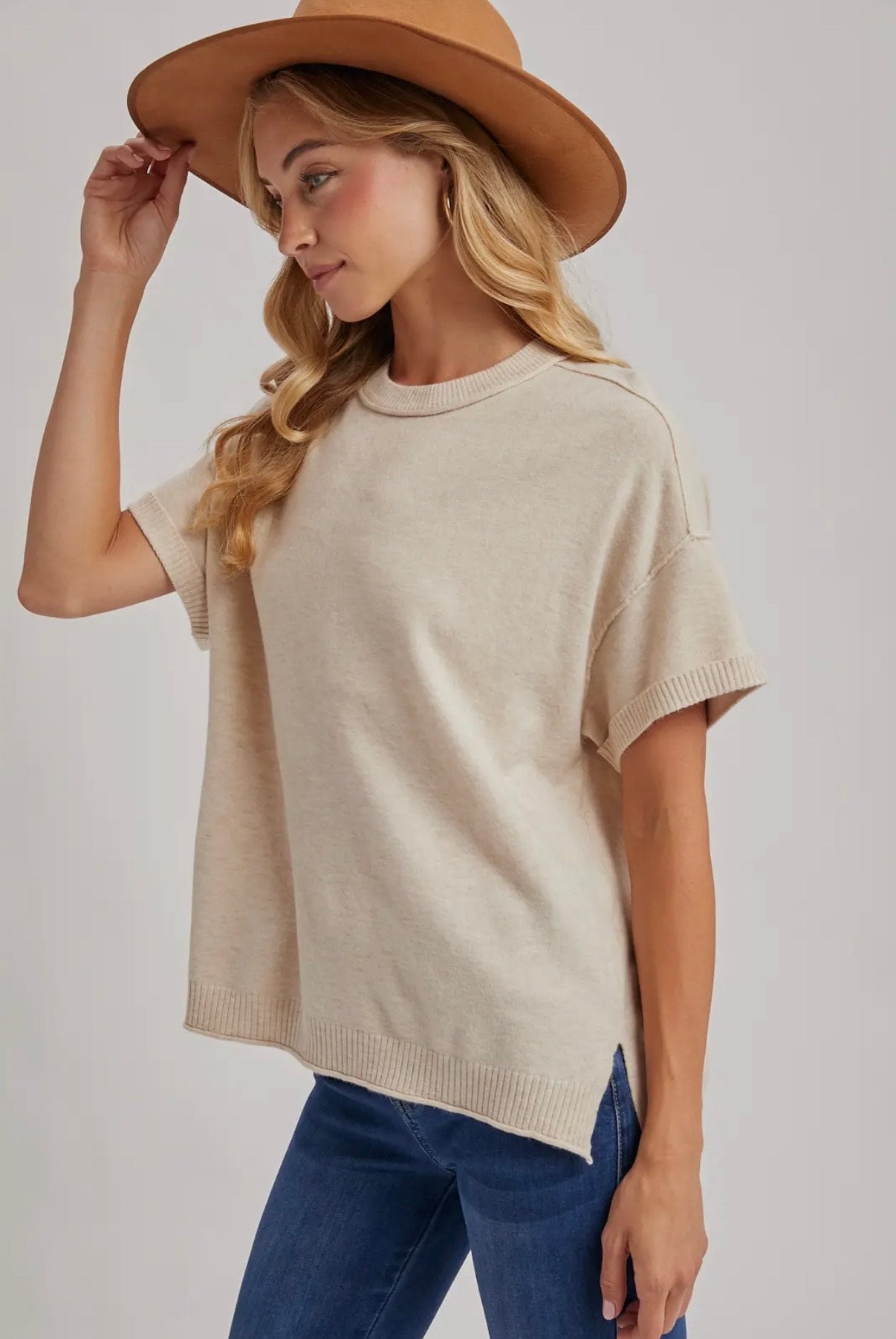 Crew Neck Knit T-Shirt