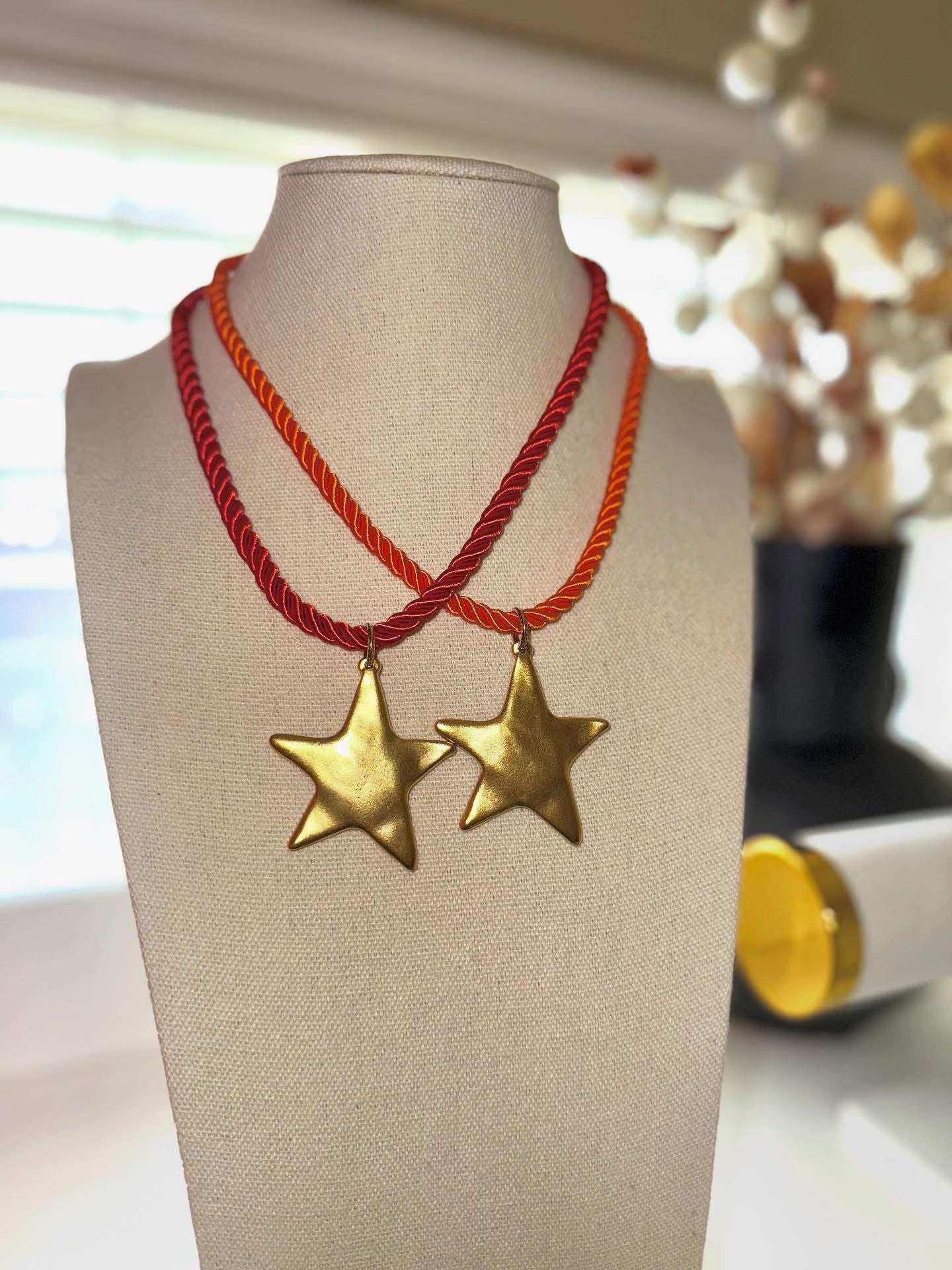 Satin Rope GameDay Necklaces with Large 43mm Star. 